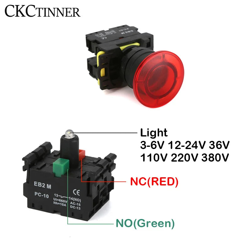 22mm Mushroom Head Push Button Switch 10A 660V – Self-Reset & Lock Push Button Switch Axl
