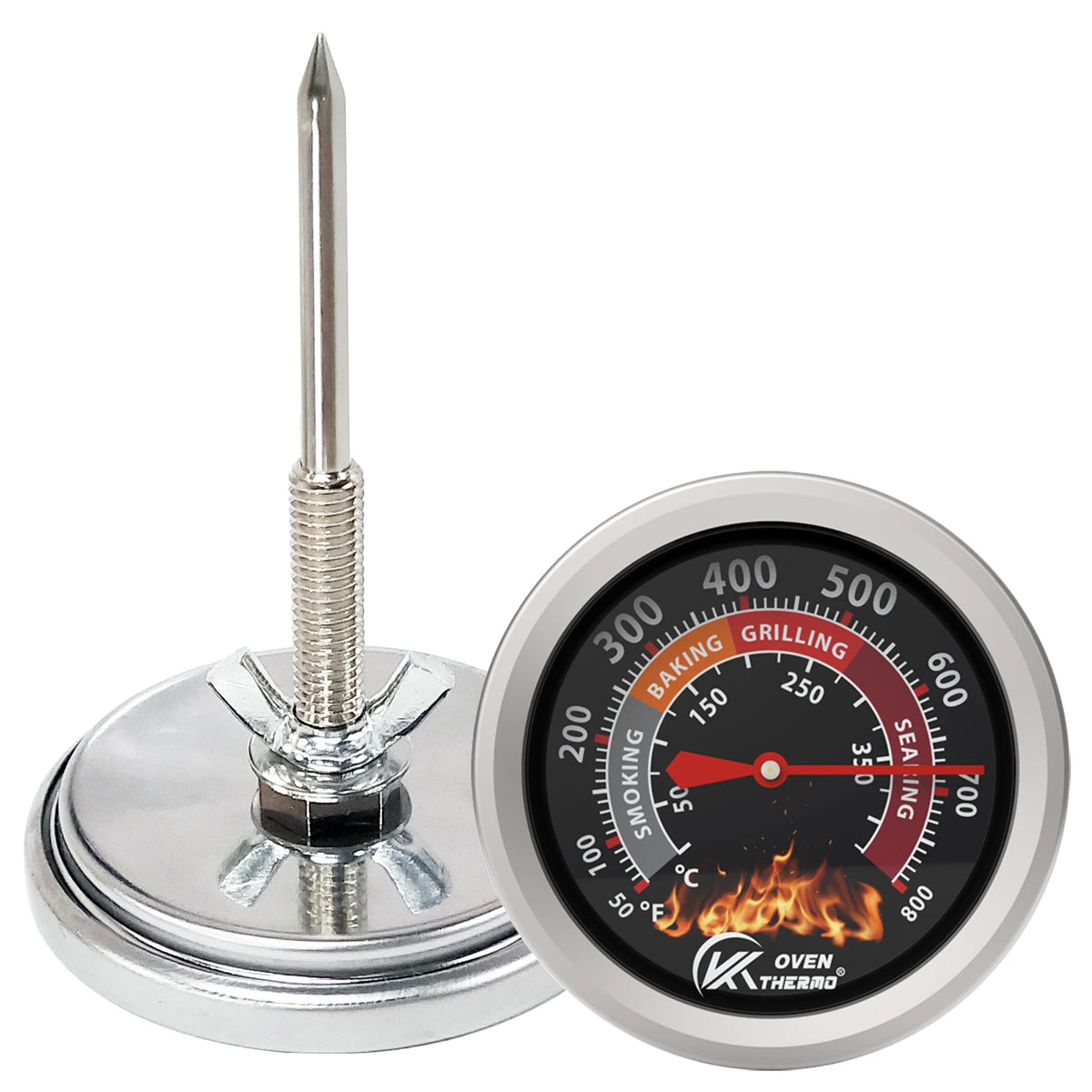BBQ Grill Thermometer – Dual Scale 50–800°F Oven Temp Gauge BBQ Grill Thermometer Axl black