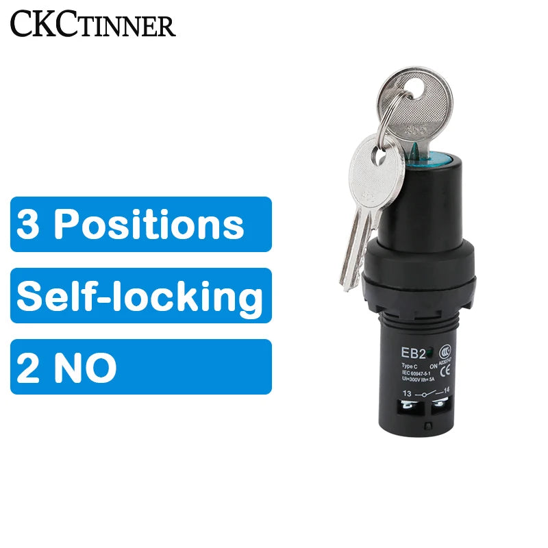 EB2 Keyed Rotary Knob Switch 2/3 Position Self-Locking 5A CE Rotary Knob Switch Axl EB2-20Y3