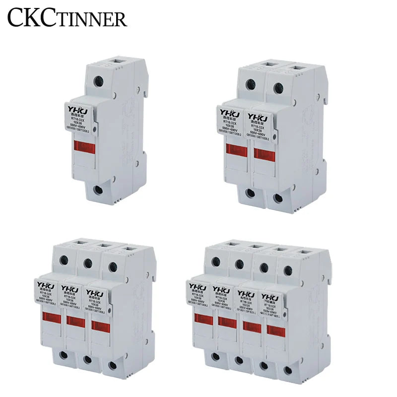 RT18-32X DIN Rail Fuse Holder 1P–4P 500V 10×38mm | CE Certified DIN Rail Fuse Holder Axl