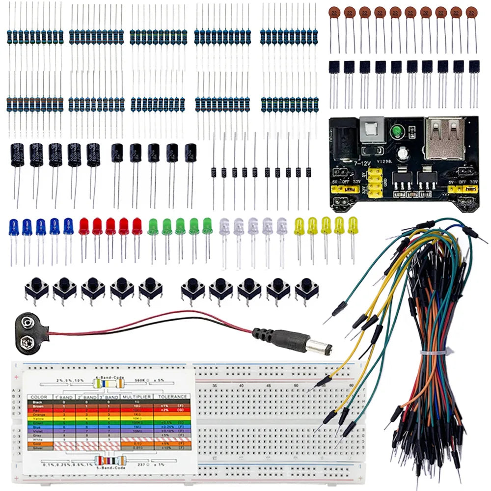 830-Hole Breadboard Kit – Arduino UNO R3, LED & Resistors Electronics Prototyping Kit Axl