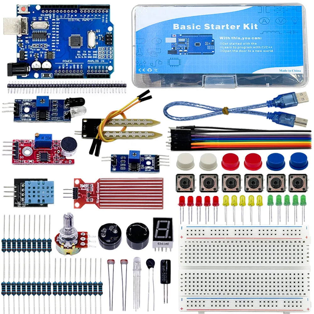 Arduino Uno R3 Starter Kit – Sensors, Breadboard & LEDs Electronics Starter Kit Axl Default Title