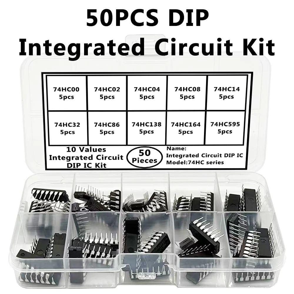 50PCS 74HC DIP IC Kit – 10 Logic Gate ICs for Electronics IC Component Kit Axl Default Title
