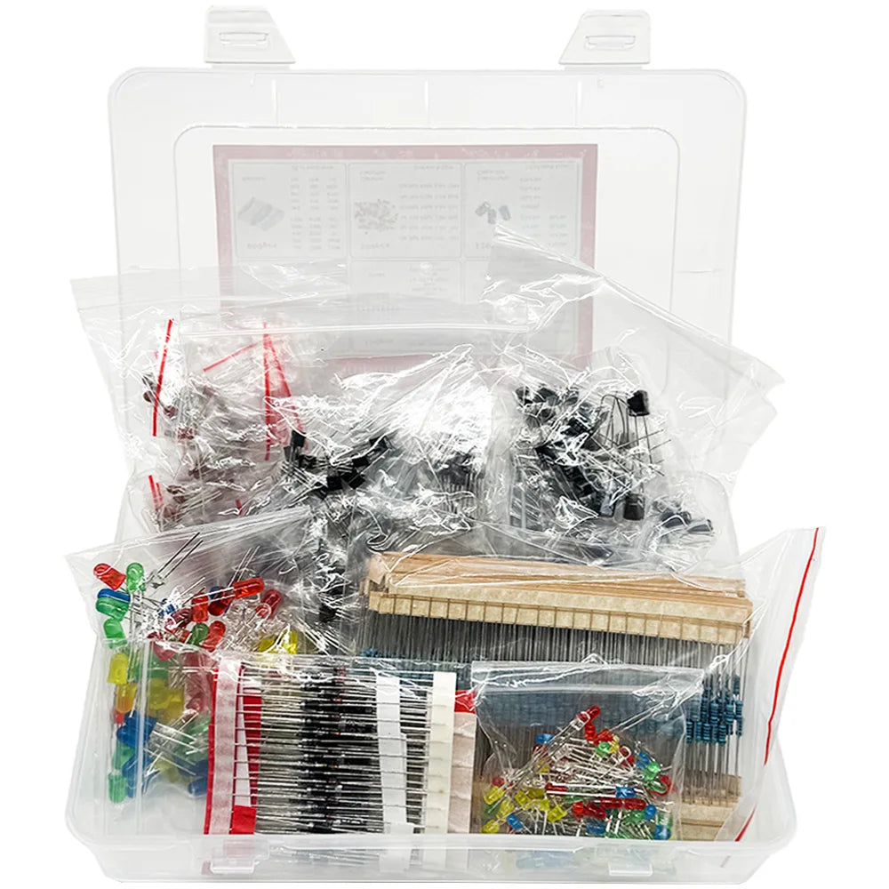 1500 Pcs Electronic Components Kit – LEDs, Resistors & Capacitors Electronic Components Kit Axl