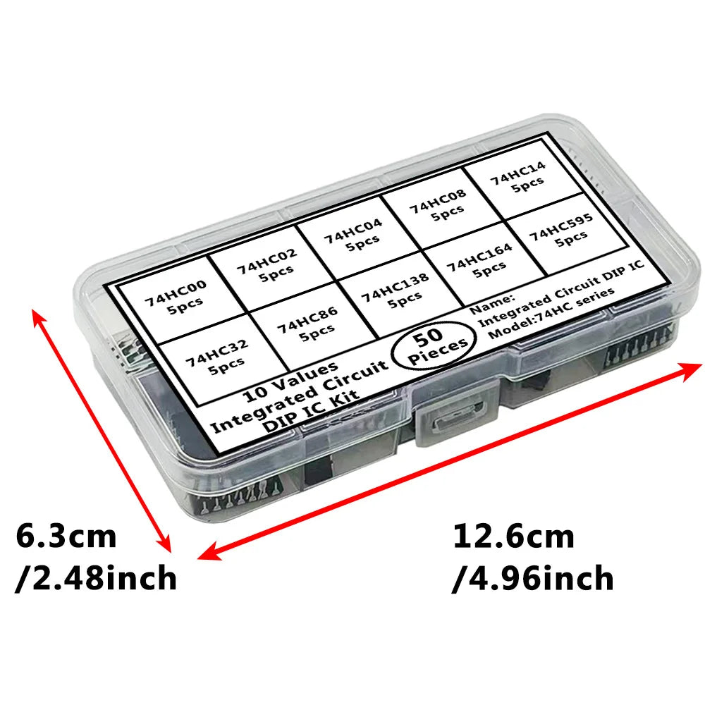 50PCS 74HC DIP IC Kit – 10 Logic Gate ICs for Electronics IC Component Kit Axl