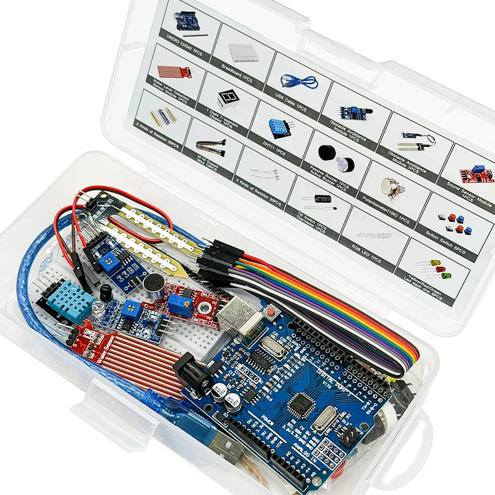 Arduino Uno R3 Starter Kit – Sensors, Breadboard & LEDs Electronics Starter Kit Axl