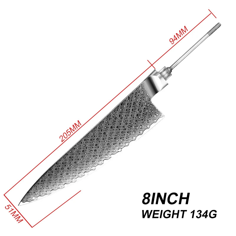 GRANDSHARP 67-Layer Damascus VG10 Knife Blank Blade DIY Damascus Knife Blank Axl Chef knife