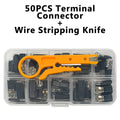 50pcs LED 2-Pin Solderless Cable Buckle Connector with Box Cable Connector Axl 50pcs Kit