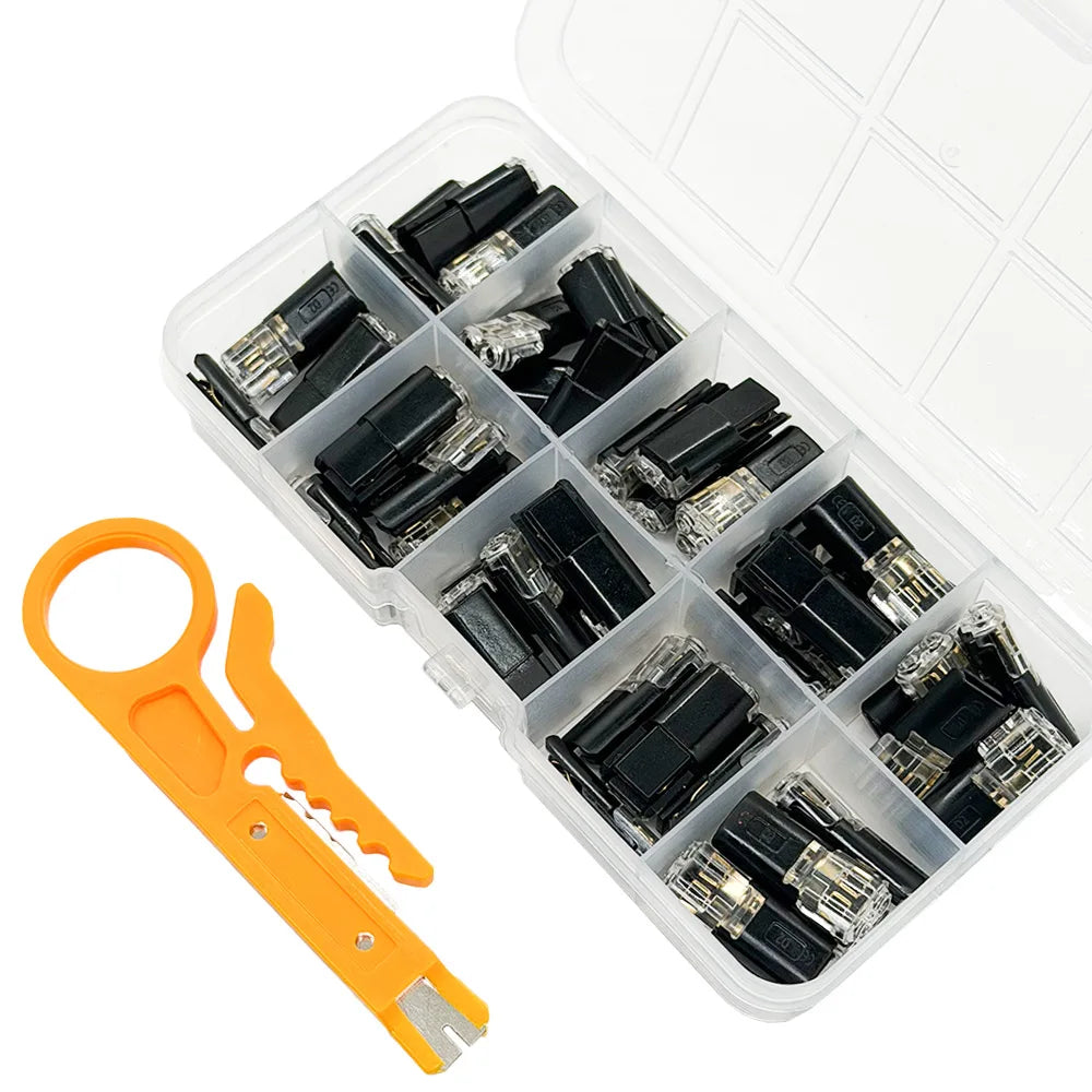 50pcs LED 2-Pin Solderless Cable Buckle Connector with Box Cable Connector Axl