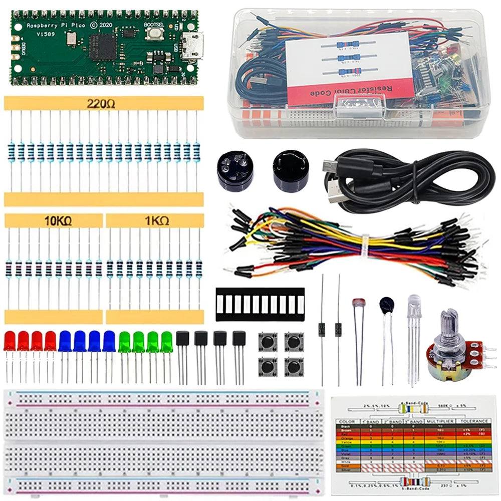 Raspberry Pi Pico Electronics Starter Kit – Python & C Microcontroller Starter Kit Axl Default Title