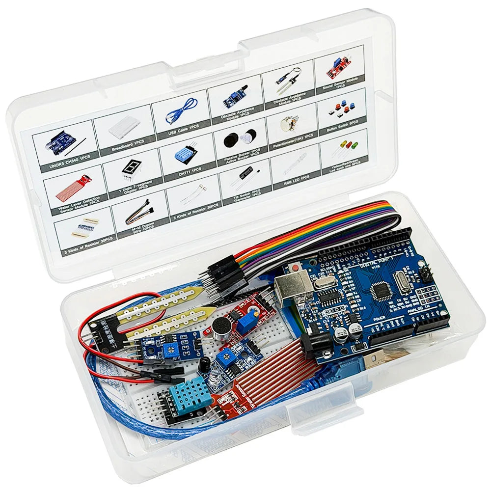 Arduino Uno R3 Starter Kit – Sensors, Breadboard & LEDs Electronics Starter Kit Axl