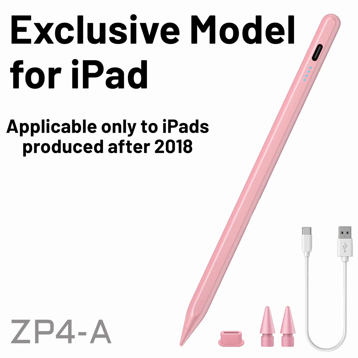 DIXSG Stylus Pen for iPad 2018+ | Palm Rejection & Tilt Sensitivity Active Stylus Pen Axl ZP4-pink-A