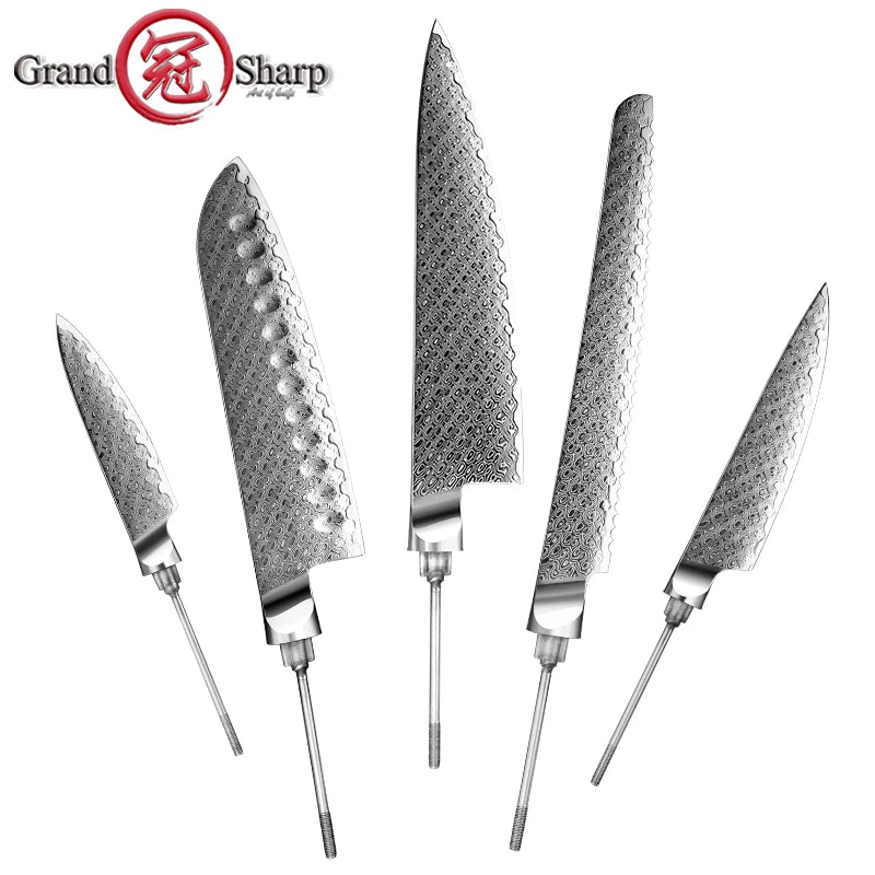 GRANDSHARP 67-Layer Damascus VG10 Knife Blank Blade DIY Damascus Knife Blank Axl