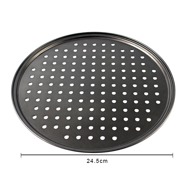 Nonstick Carbon Steel Pizza Crisper Pan with Holes | Round Tray Pizza Baking Pan Axl 24.5cm with Holes