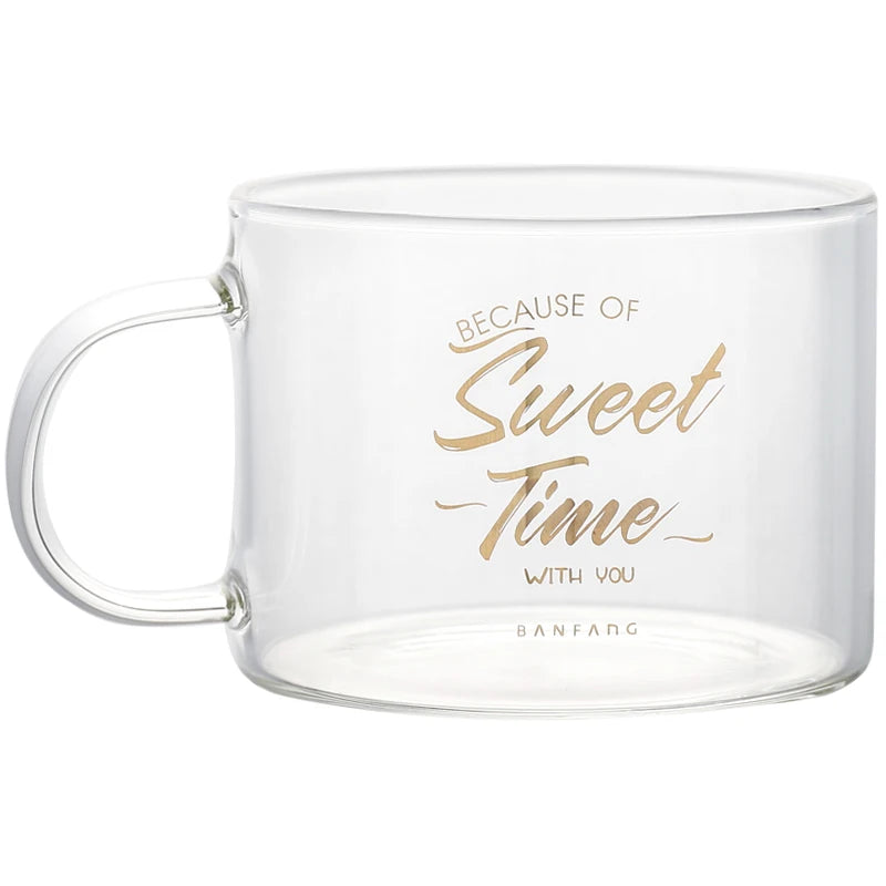 KEMORELA 500ml Creative Letter Glass Mug with Handle Glass Mug Axl