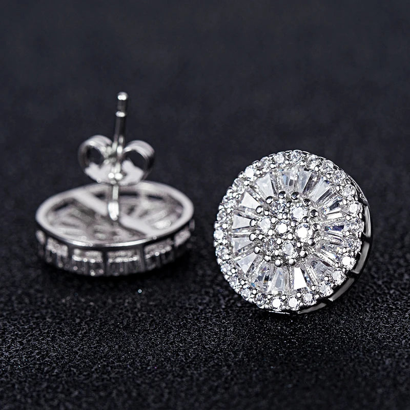 Huitan Round CZ Stud Earrings – Cubic Zirconia Women's Studs CZ Stud Earrings Axl