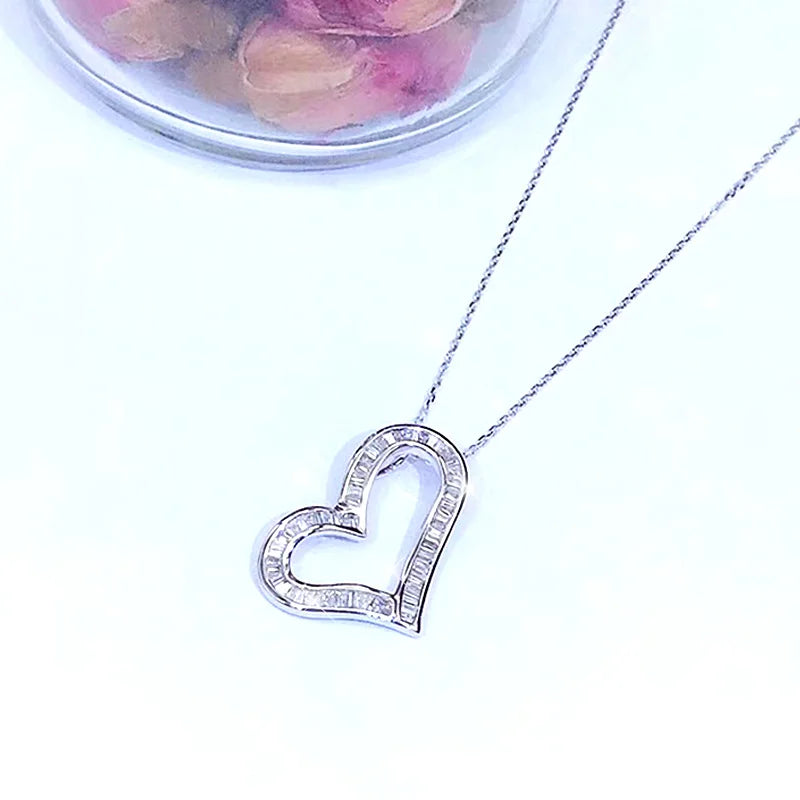 Huitan Heart CZ Pendant Necklace – Korean Fashion Women's Jewelry Pendant Necklace Axl