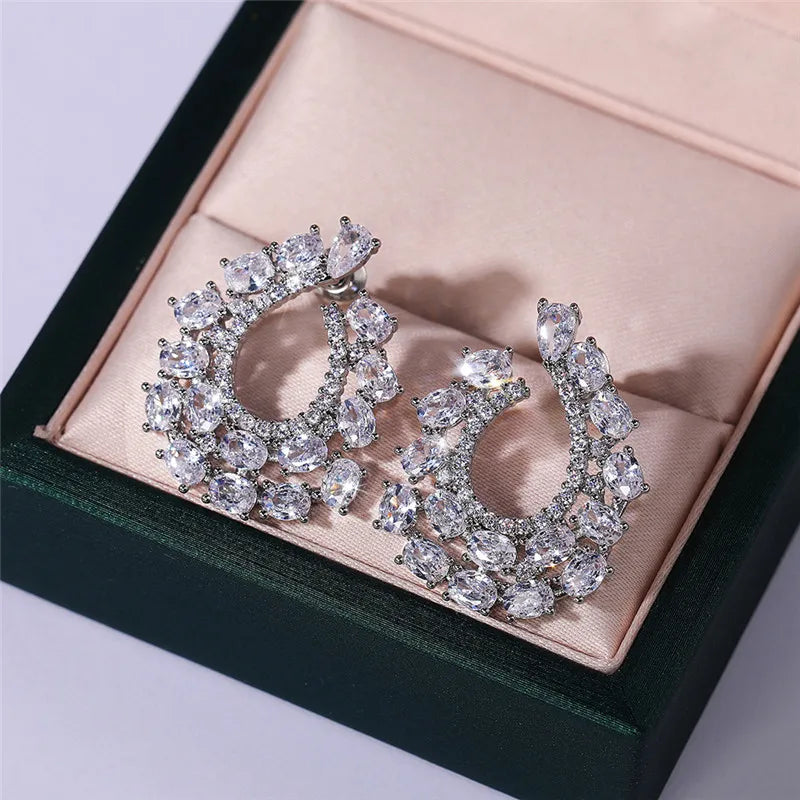 Huitan CZ Crystal Stud Earrings – Bridal, Party & Daily Wear Crystal Stud Earrings Axl