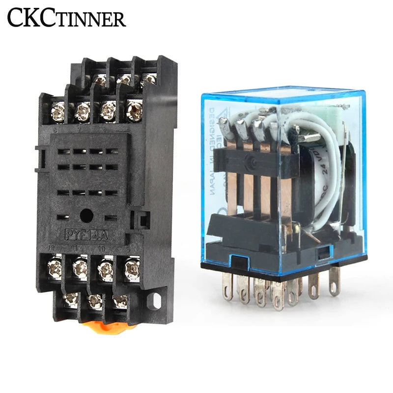 HH54P MY4NJ 14-Pin Electromagnetic Relay + PYF14A Socket Base Electromagnetic Relay Axl