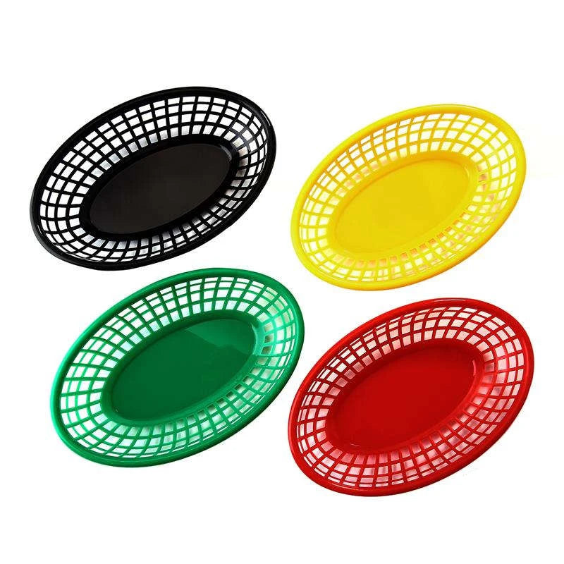 Reusable Plastic Oval Food Serving Baskets – 6, 10 or 24 Pack Food Serving Basket Axl