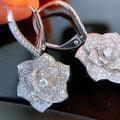 Huitan Silver Floral Dangle Earrings | AAA CZ Wedding Jewelry Dangle Drop Earrings Axl E1588