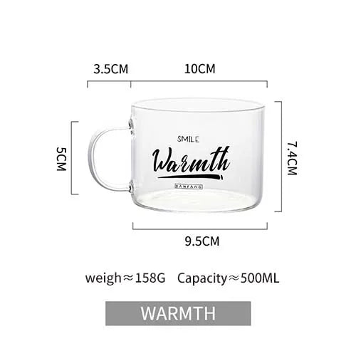 KEMORELA 500ml Creative Letter Glass Mug with Handle Glass Mug Axl 02-W 401-500ml