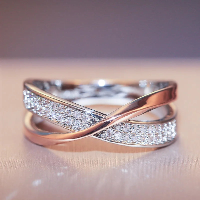 Huitan Women's Cross Ring – Cubic Zirconia Fashion Jewelry Fashion Ring Axl F263 Two Tone 10