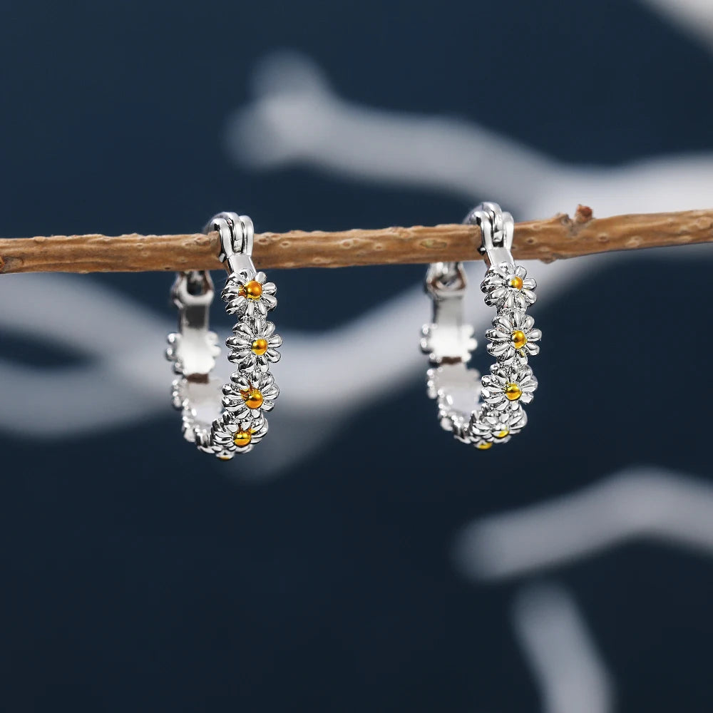 Huitan Daisy Hoop Earrings – Bridal & Everyday Jewelry Hoop Earrings Axl