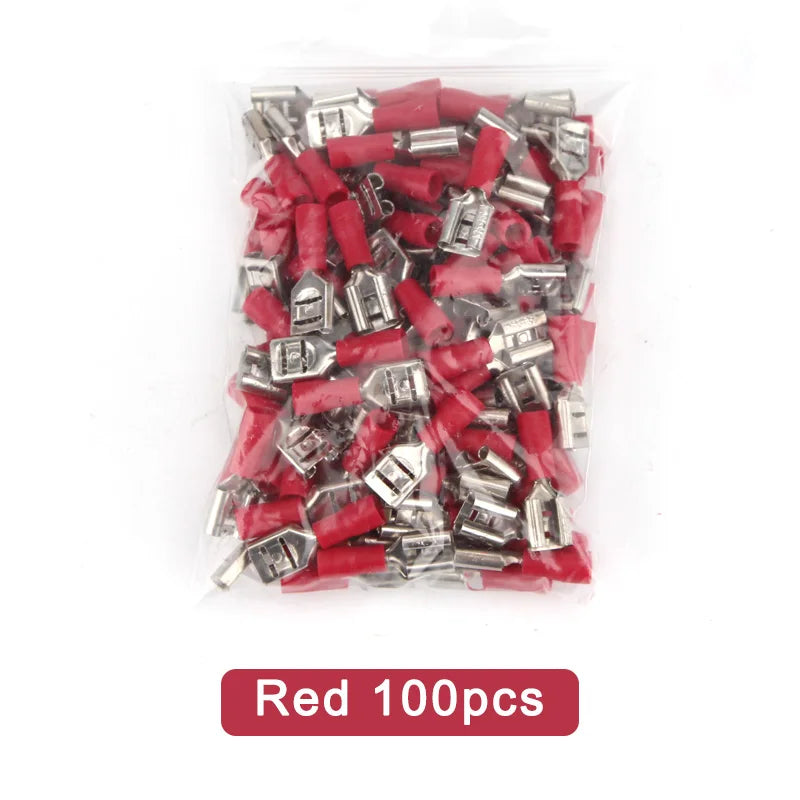 100 Pcs FDD2-250 Female Insulated Crimp Terminals 1.5–2.5mm² Crimp Wire Terminals Axl
