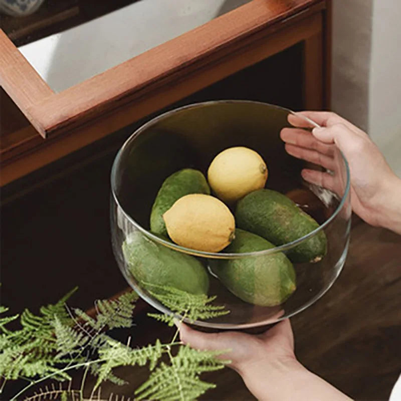 Glass & Wood Fruit Tray 8" – Decorative Serving Bowl | KEMORELA Decorative Serving Tray Axl