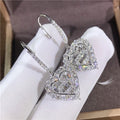 Huitan Heart CZ Drop Earrings | Women's Wedding Jewelry CZ Drop Earrings Axl Silver Plated WHITE