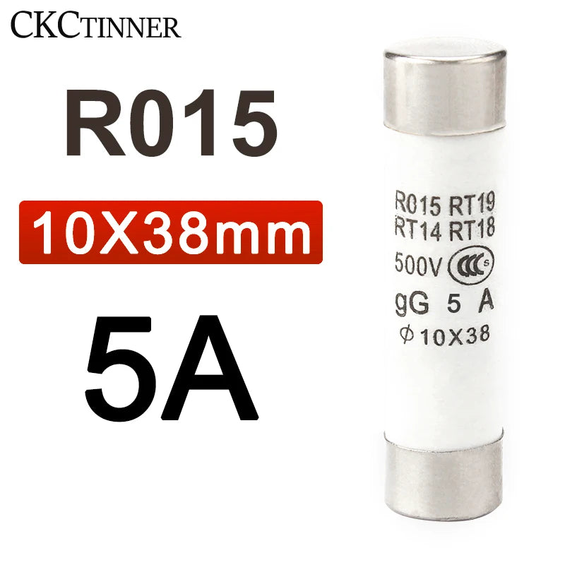 10Pcs Ceramic Fast-Blow Fuse 10x38mm 500V RO15 RT14 RT18 Ceramic Fuse Axl 5A 10PCS