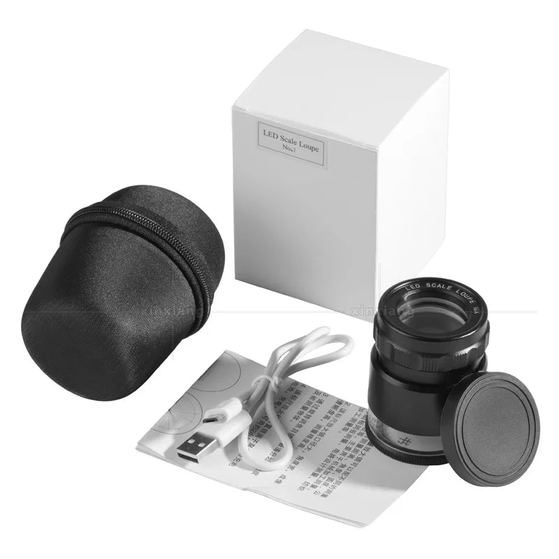 10X LED Loupe Magnifier USB Rechargeable with Measuring Scale LED Loupe Magnifier Axl