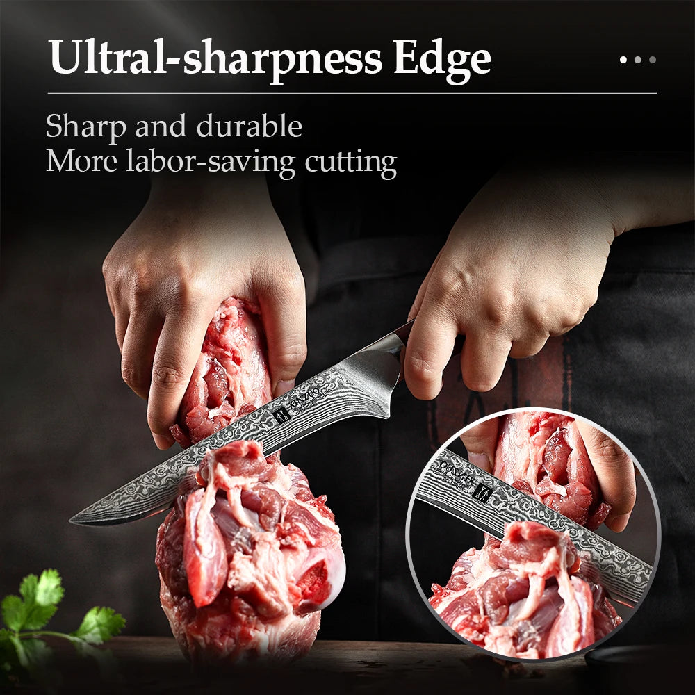 XINZUO 6" Damascus Steel Boning Knife – Rosewood Handle Damascus Boning Knife Axl