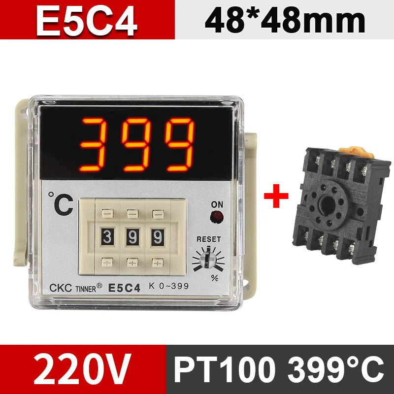 E5C4 Digital Temperature Controller 0-399°C K Type/PT100 220V Temperature Controller Axl E5C4 PT100 399