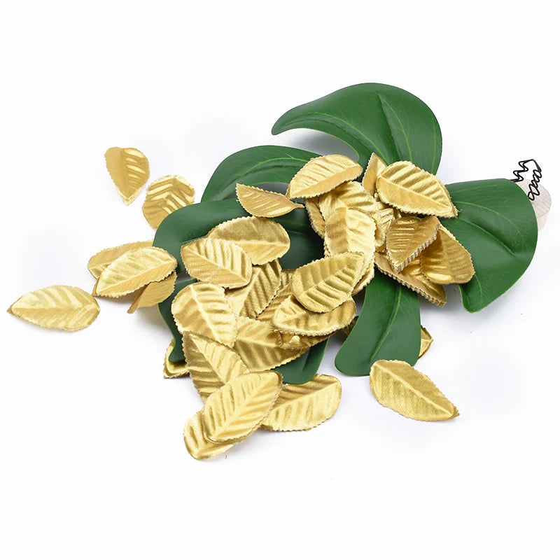 100/200 Pcs Silk Rose Gold Leaves – Artificial Wedding Décor Artificial Leaf Decor Axl