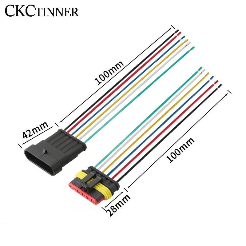 Waterproof Automotive Connector 1–6 Pin Male Female Wire Plug Automotive Wire Connector Axl 6P with line