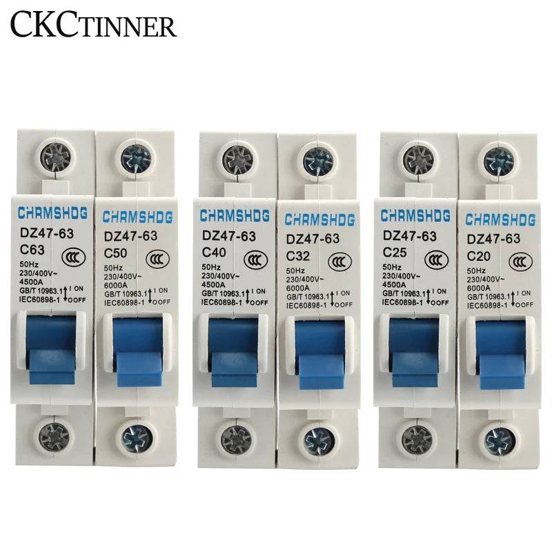 DZ47-63 1-Pole MCB Mini Circuit Breaker 6A–63A DIN Rail Mini Circuit Breaker Axl