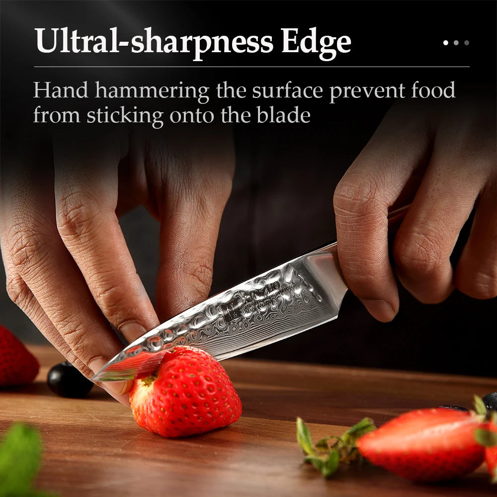 XINZUO 3.5" Damascus Paring Knife – VG10 Steel & Ironwood Damascus Paring Knife Axl