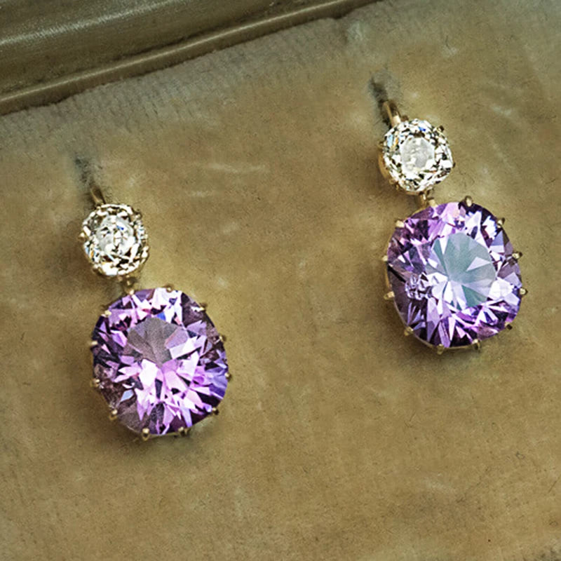 Huitan Purple Drop Earrings – Cubic Zirconia for Women Drop Earrings Axl