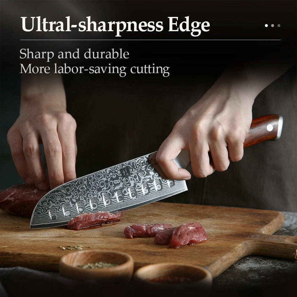 XINZUO 67-Layer Damascus Steel Kitchen Knife Set – Rosewood Damascus Knife Set Axl
