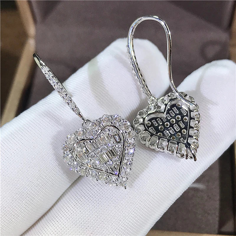 Huitan Heart CZ Drop Earrings | Women's Wedding Jewelry CZ Drop Earrings Axl