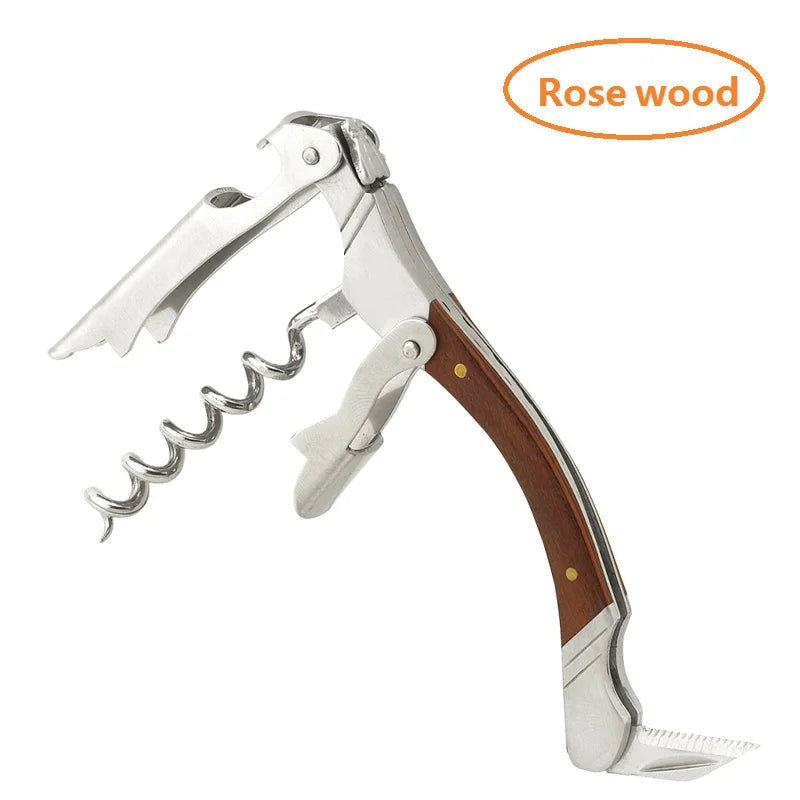 Folding Wine Corkscrew – Wood Handle Stainless Steel Opener Wine Corkscrew Opener Axl Rose Wood