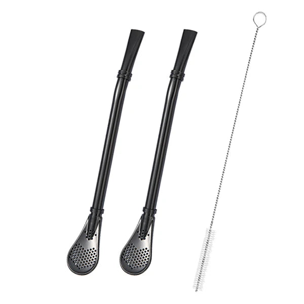 2-Pack Yerba Mate Bombilla Stainless Steel Straw & Tea Filter Mate Bombilla Straw Axl 2pcs Black