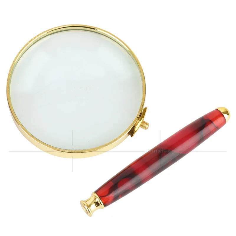 10x LED Handheld Magnifying Glass – Jade Handle & Gold Frame LED Handheld Magnifier Axl