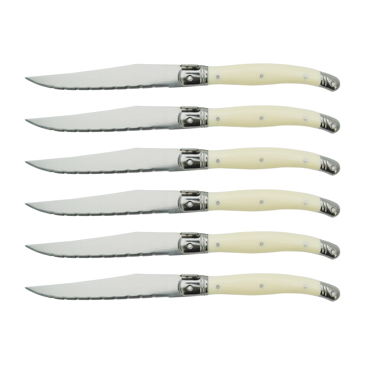 Laguiole Steak Knife Set Pearl White Handle – 4, 6 or 12 Pcs Steak Knife Set Axl