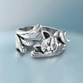 Huitan Flying Fox Ring for Women – Animal Open Band Jewelry Fashion Ring Axl F525 Silver Plated 8