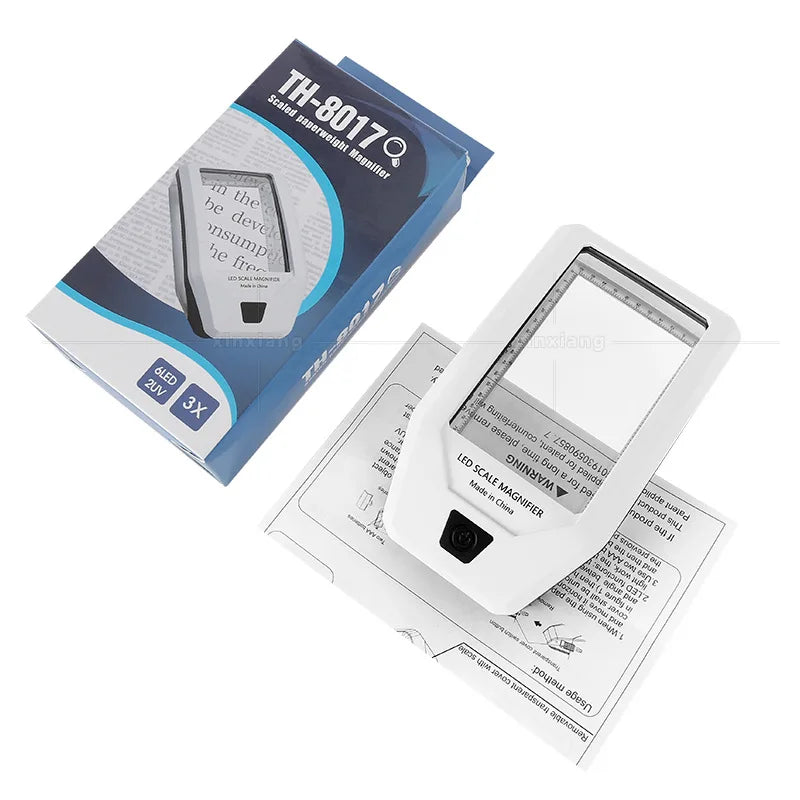 LED Magnifying Glass with Scale & Currency Detector – 3x Loupe LED Magnifying Glass Axl