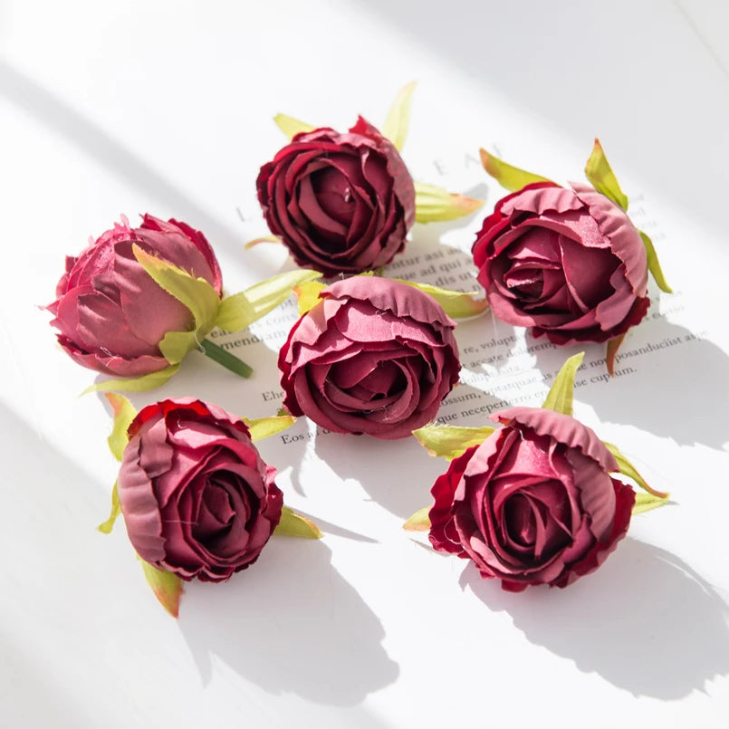 Silk Tea Bud Rose Artificial Flowers – Wedding & Home Décor Artificial Silk Flowers Axl Red wine 50pieces