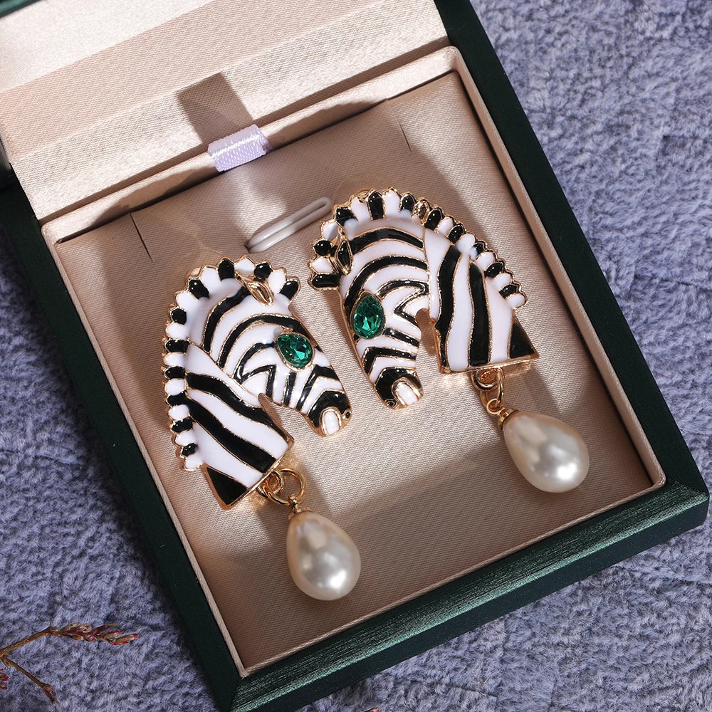 Huitan Animal Dangle Earrings – Imitation Pearl Drop Drop Dangle Earrings Axl